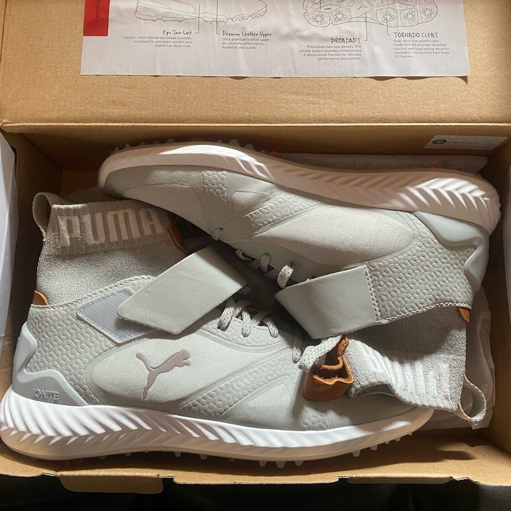 PUMA IGNITE PWRADAPT HI-TOP GOLF SHOES GREY/SILVER